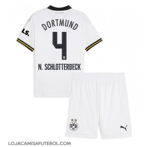 Camisa de Futebol Borussia Dortmund Nico Schlotterbeck #4 Equipamento Alternativo Infantil 2024-25 Manga Curta (+ Calças curtas)